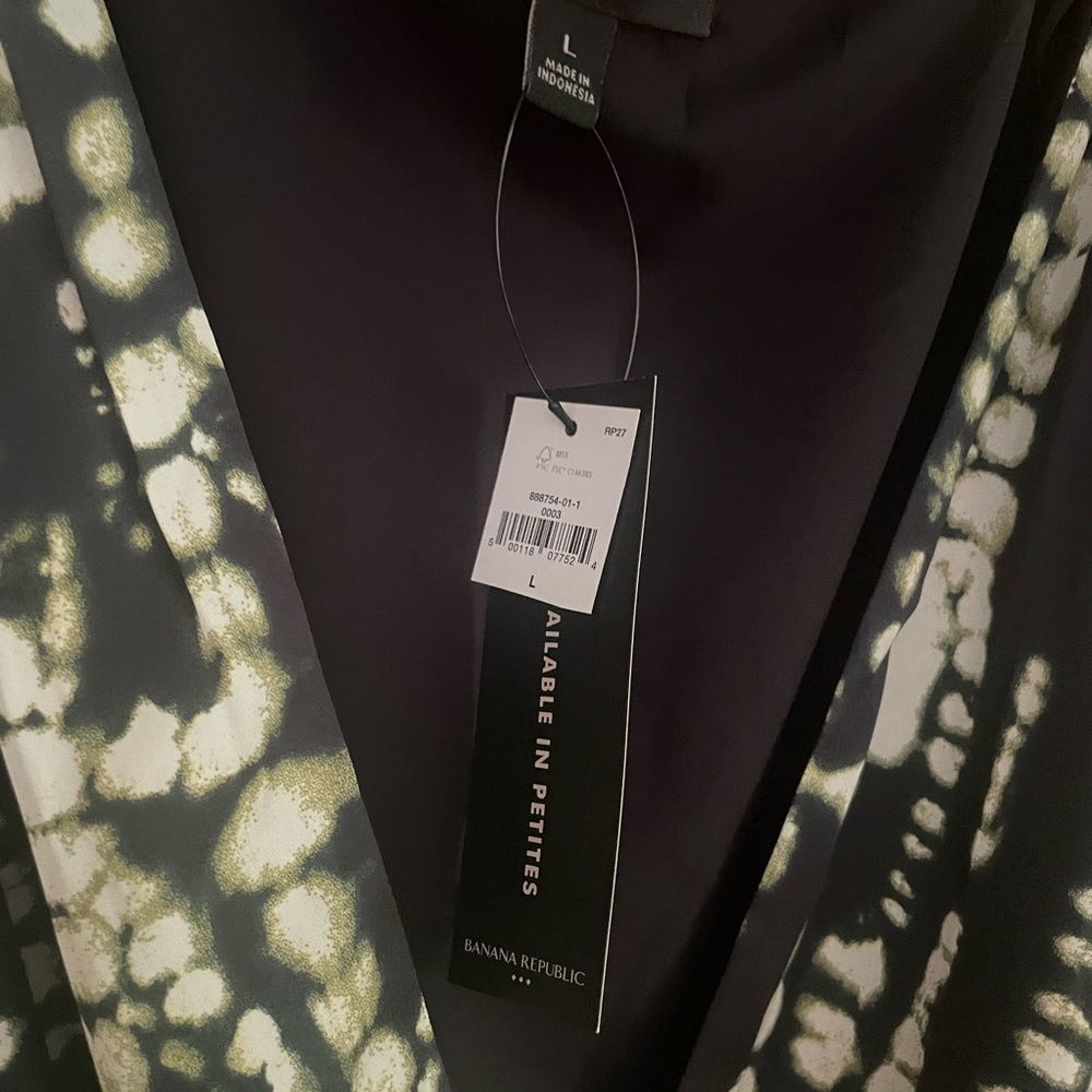 NWT Banana Factory Blouson Maxi Dress- black print, size Large - Picture 3 of 6